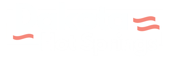 Logo with red wavy lines and text 'Hot Springs'.