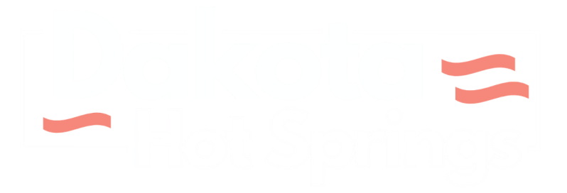 Logo with red wavy lines and text 'Hot Springs'.